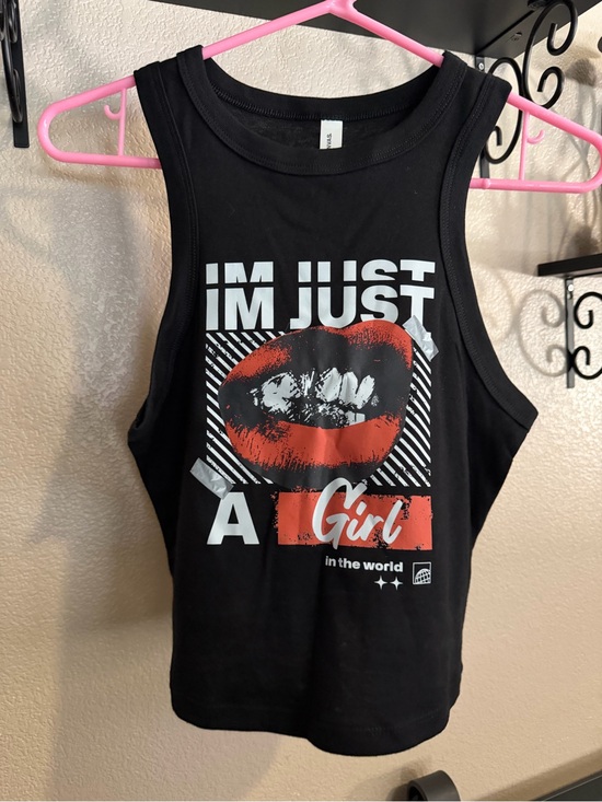 Bella Canvas Tops - Bella Canvas No Doubt Black Crop Tank Top with White Graphic